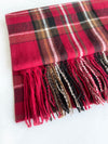 LONG DEEP RED WOOL MIX CHECKED TARTAN SCARF