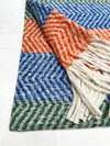 LONG ORANGE BLUE WOOL BLEND STRIPED SCARF