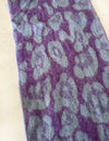 LONG PURPLE WOOL MIX FLUFFY OVERSIZED LEOPARD PRINT SCARF