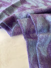 LONG PURPLE WOOL MIX FLUFFY OVERSIZED LEOPARD PRINT SCARF