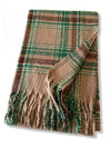 LONG TAUPE CASHMERE MIX CHECKED TARTAN SCARF