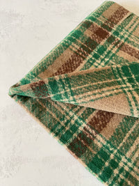 LONG TAUPE CASHMERE MIX CHECKED TARTAN SCARF