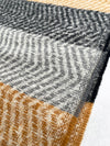 LONG BLACK GREY WOOL BLEND STRIPED SCARF