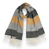 LONG BLACK GREY WOOL BLEND STRIPED SCARF