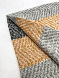 LONG BLACK GREY WOOL BLEND STRIPED SCARF