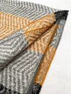 LONG BLACK GREY WOOL BLEND STRIPED SCARF