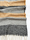LONG BLACK GREY WOOL BLEND STRIPED SCARF