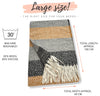 LONG BLACK GREY WOOL BLEND STRIPED SCARF