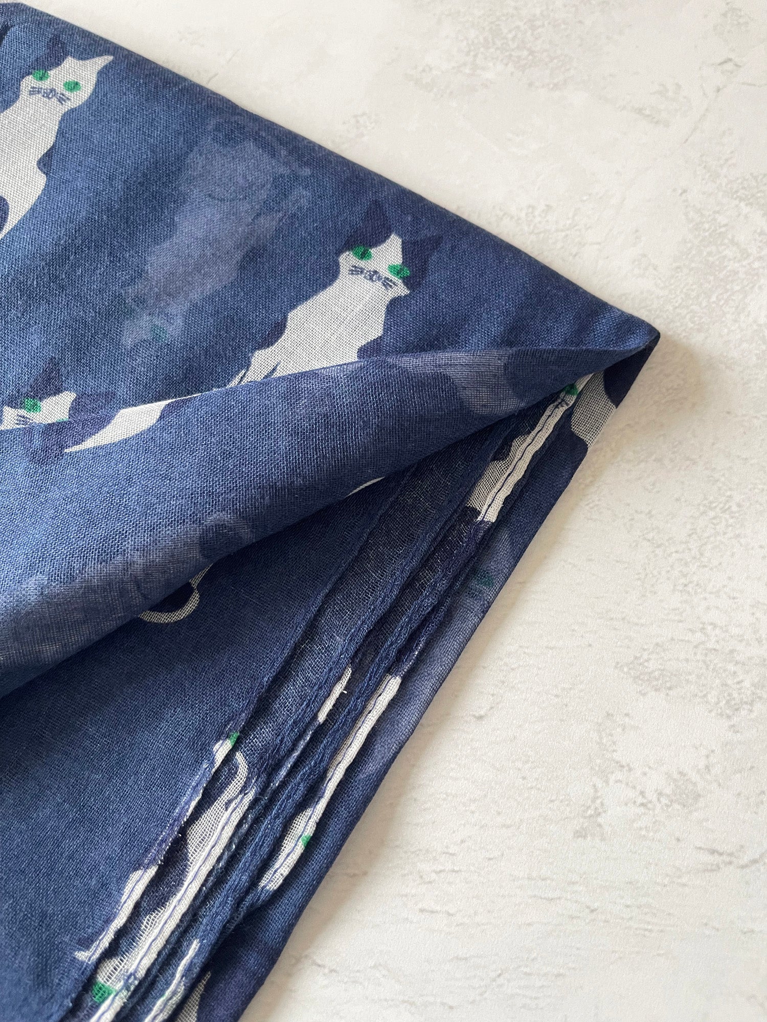 NAVY BLUE ART DECO LIGHTWEIGHT CAT SCARF