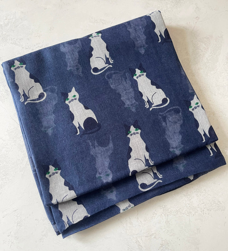 NAVY BLUE ART DECO LIGHTWEIGHT CAT SCARF