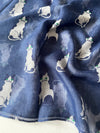 NAVY BLUE ART DECO LIGHTWEIGHT CAT SCARF