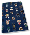 NAVY BLUE COTTON BLEND DOG PRINT LIGHTWEIGHT SCARF