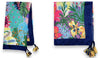 NAVY BLUE GARDEN FLORAL PRINT SQUARE TASSEL SCARF