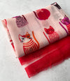 PINK AND RED LIGHTWEIGHT BORDER CAT SCARF