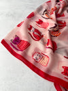 PINK AND RED LIGHTWEIGHT BORDER CAT SCARF