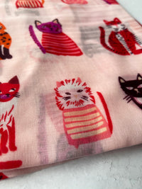 PINK AND RED LIGHTWEIGHT BORDER CAT SCARF