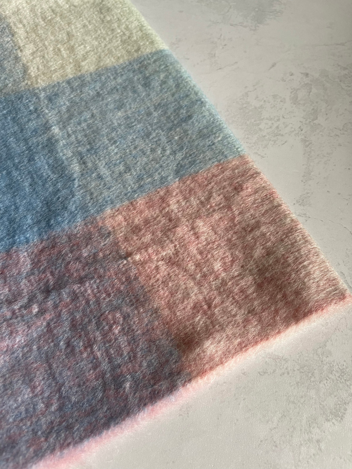 PINK BLUE CHECKED WOOL RAINBOW BLANKET SCARF OVERSIZED WINTER SHAWL WRAP