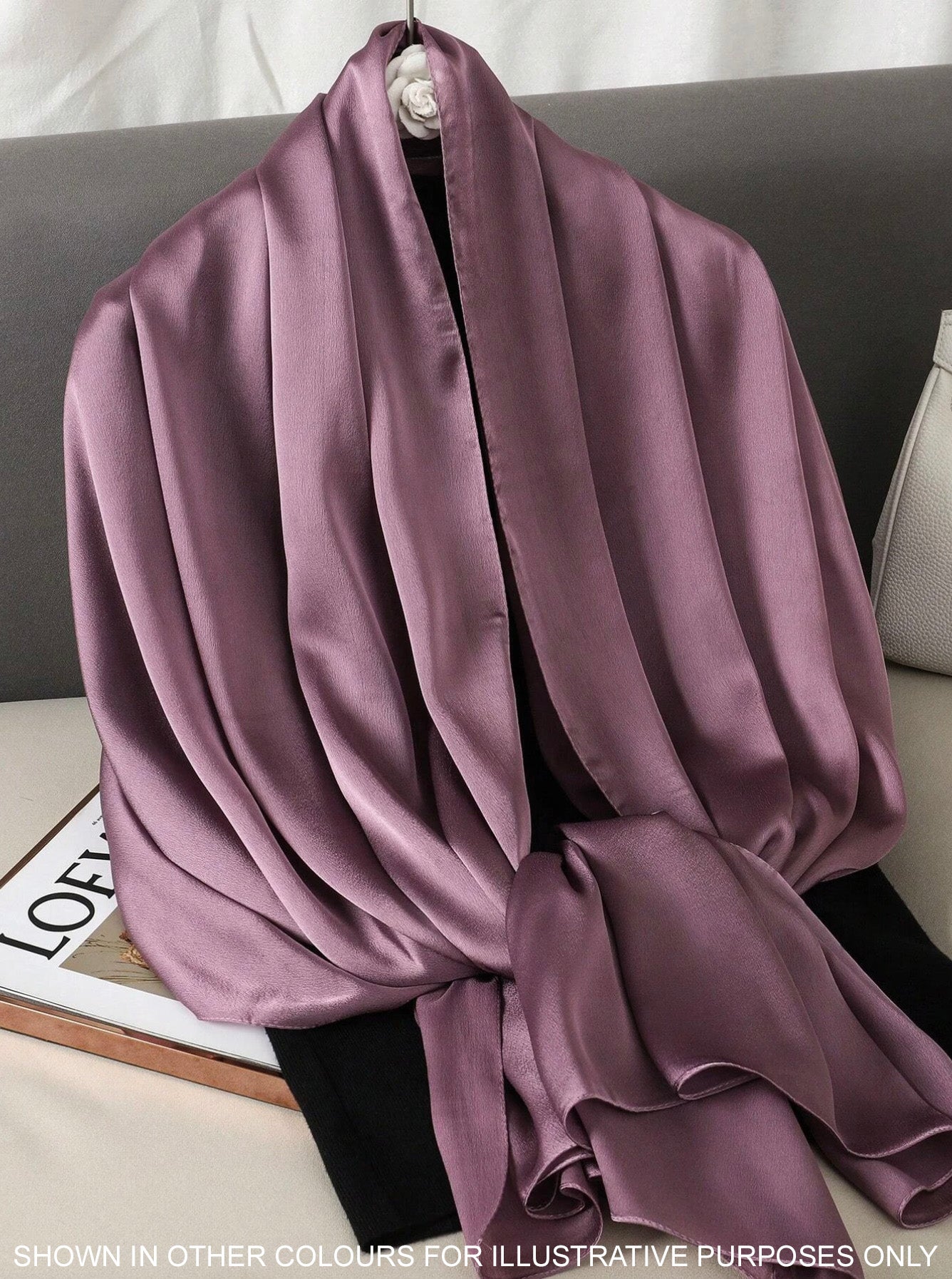 LONG PLAIN CHAMPAGNE SATIN SCARF SHAWL WRAP