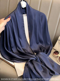 LONG PLAIN DARK GREY SATIN SCARF SHAWL WRAP