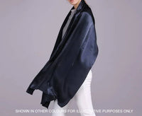 LONG PLAIN DARK GREY SATIN SCARF SHAWL WRAP