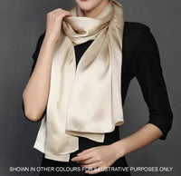 LONG PLAIN CHAMPAGNE SATIN SCARF SHAWL WRAP