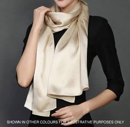 LONG PLAIN CHAMPAGNE SATIN SCARF SHAWL WRAP