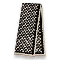 LARGE BLACK HEART PRINT REVERSIBLE CASHMERE WINTER SHAWL BLANKET SCARF