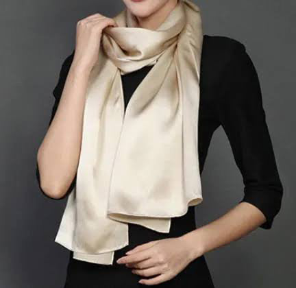 LONG PLAIN LIGHT GOLD SATIN SCARF SHAWL WRAP