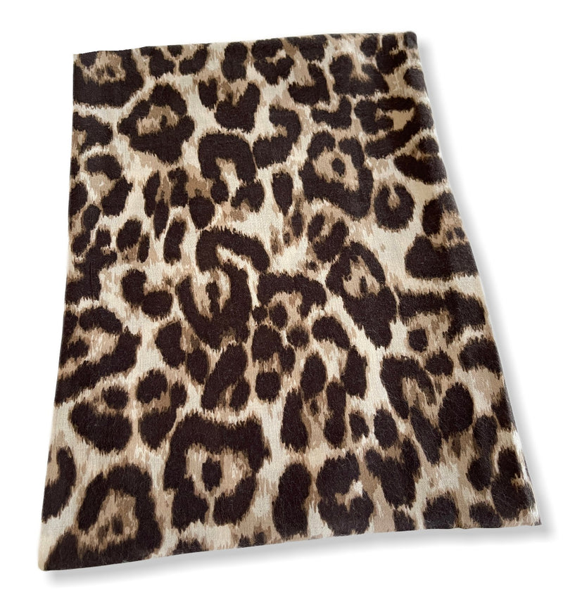 TAUPE COTTON BLEND CLASSIC LEOPARD PRINT SCARF