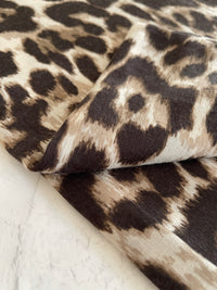 TAUPE COTTON BLEND CLASSIC LEOPARD PRINT SCARF