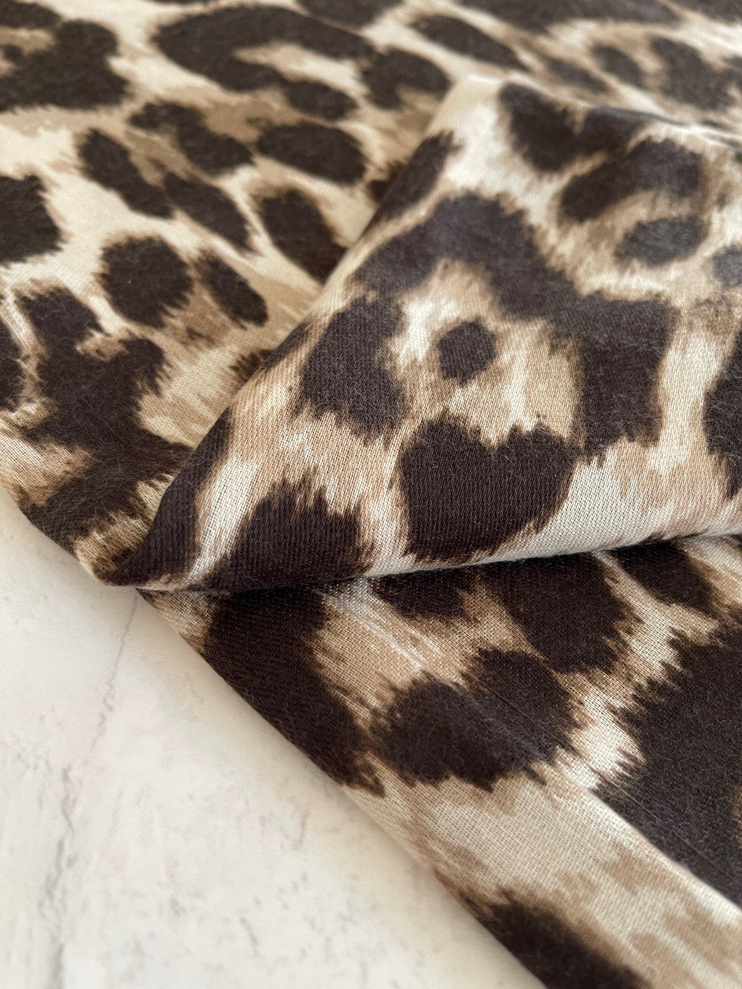TAUPE COTTON BLEND CLASSIC LEOPARD PRINT SCARF
