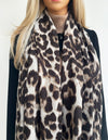 TAUPE COTTON BLEND CLASSIC LEOPARD PRINT SCARF
