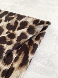 TAUPE COTTON BLEND CLASSIC LEOPARD PRINT SCARF