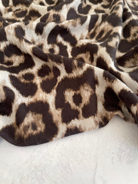 TAUPE COTTON BLEND CLASSIC LEOPARD PRINT SCARF