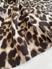 TAUPE COTTON BLEND CLASSIC LEOPARD PRINT SCARF