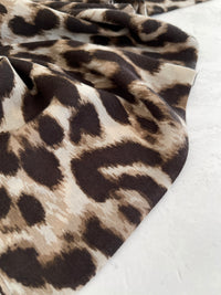 TAUPE COTTON BLEND CLASSIC LEOPARD PRINT SCARF