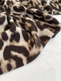 TAUPE COTTON BLEND CLASSIC LEOPARD PRINT SCARF