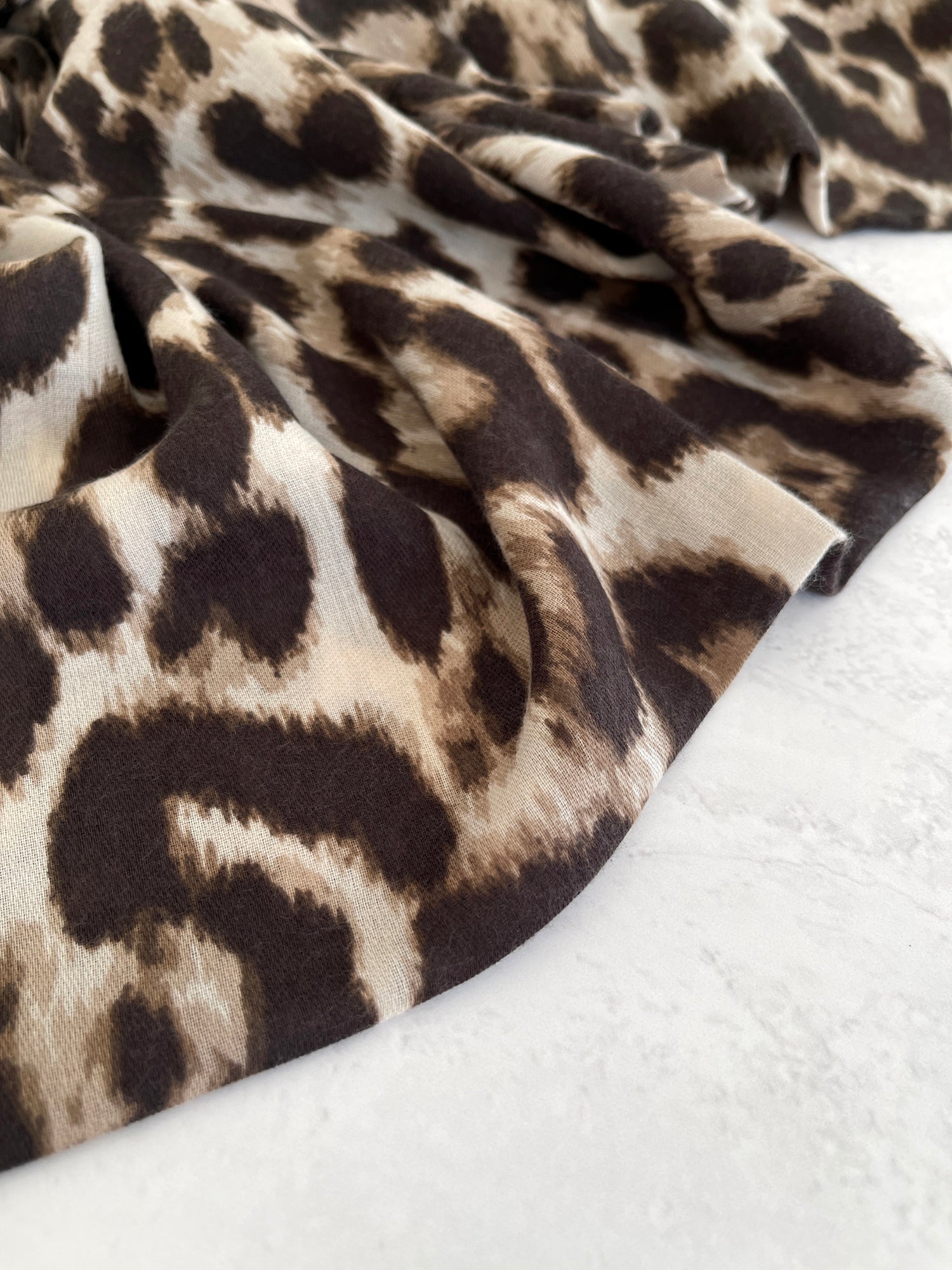 TAUPE COTTON BLEND CLASSIC LEOPARD PRINT SCARF