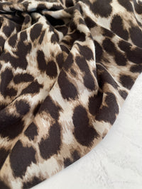 TAUPE COTTON BLEND CLASSIC LEOPARD PRINT SCARF