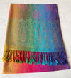 LARGE LIGHT MULTI-COLOUR PINK PAISLEY PRINT PASHMINA SHAWL SCARF