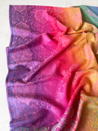 LARGE LIGHT MULTI-COLOUR PINK PAISLEY PRINT PASHMINA SHAWL SCARF