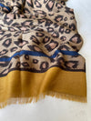 LARGE MUSTARD YELLOW STRIPE LEOPARD PRINT SCARF