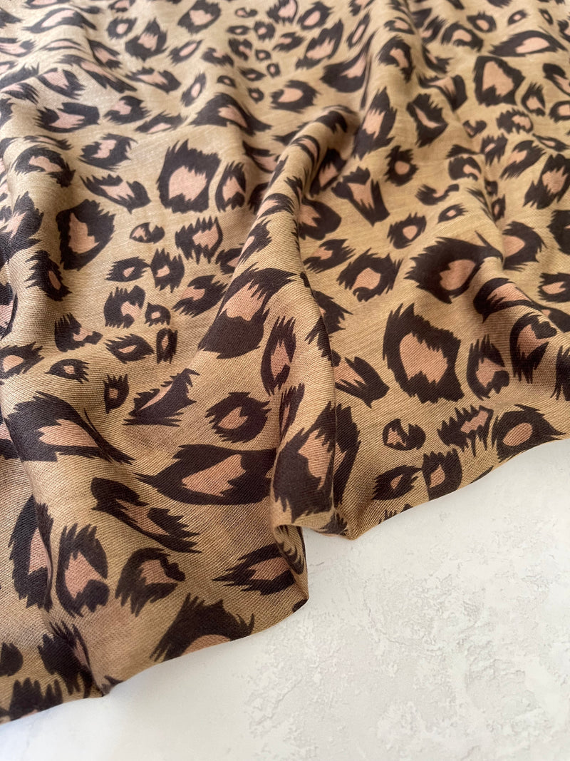 LARGE MUSTARD YELLOW STRIPE LEOPARD PRINT SCARF