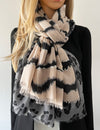 LARGE PALE PINK ZEBRA AND LEOPARD PRINT SHAWL SCARF