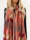 LARGE RED GINGHAM PAISLEY PRINT REVERSIBLE PASHMINA SHAWL SCARF