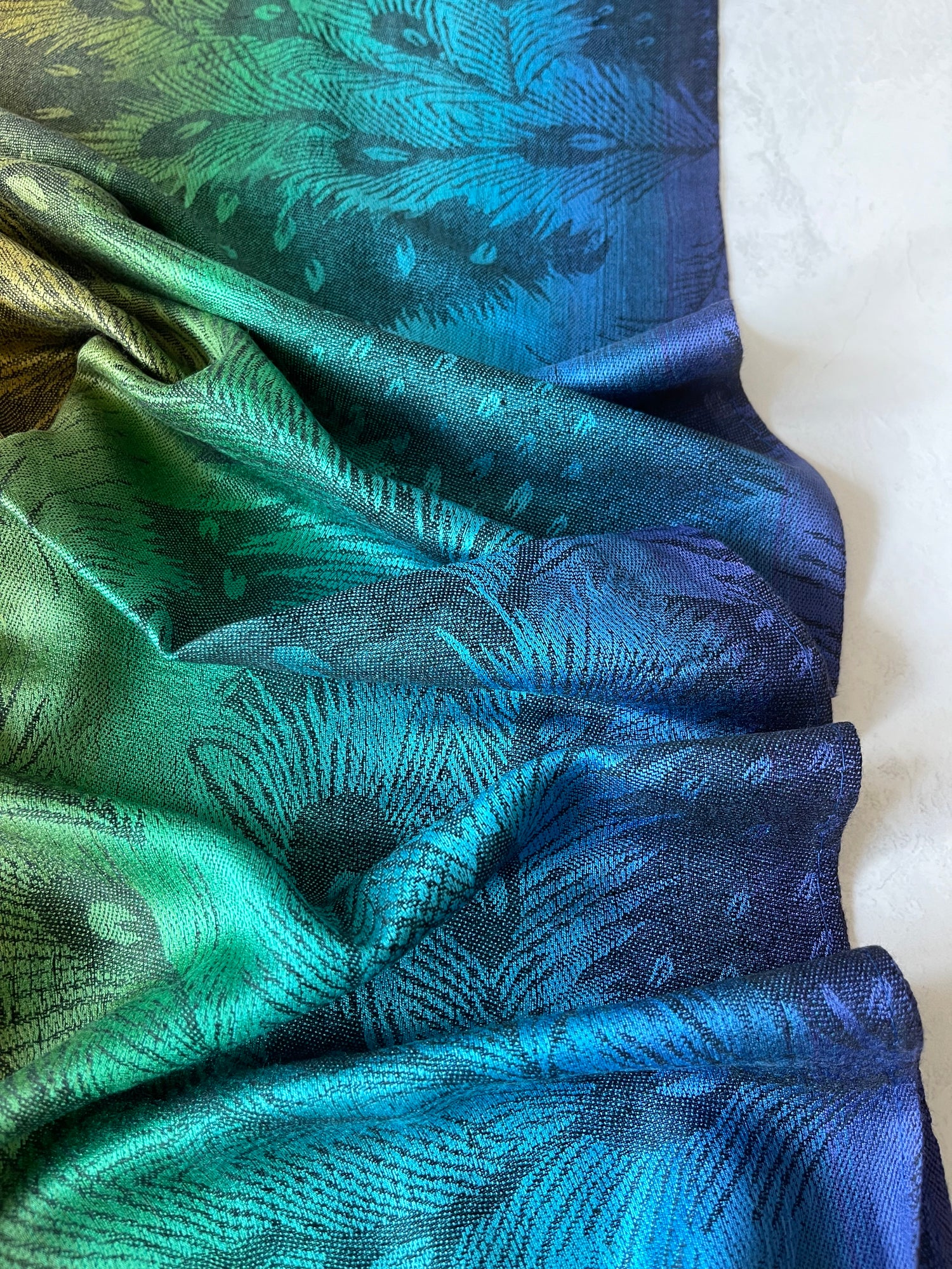 LARGE BLACK RAINBOW FEATHER AND LEAF PRINT PASHMINA SHAWL SCARF