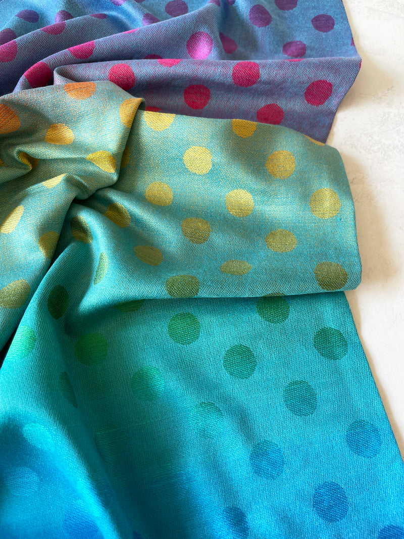 LARGE BLUE MULTI-COLOUR DOT PRINT PASHMINA SHAWL SCARF