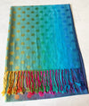 LARGE BLUE MULTI-COLOUR DOT PRINT PASHMINA SHAWL SCARF