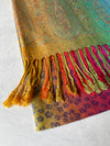 LARGE BLUE RAINBOW FLORAL PAISLEY PASHMINA SHAWL SCARF