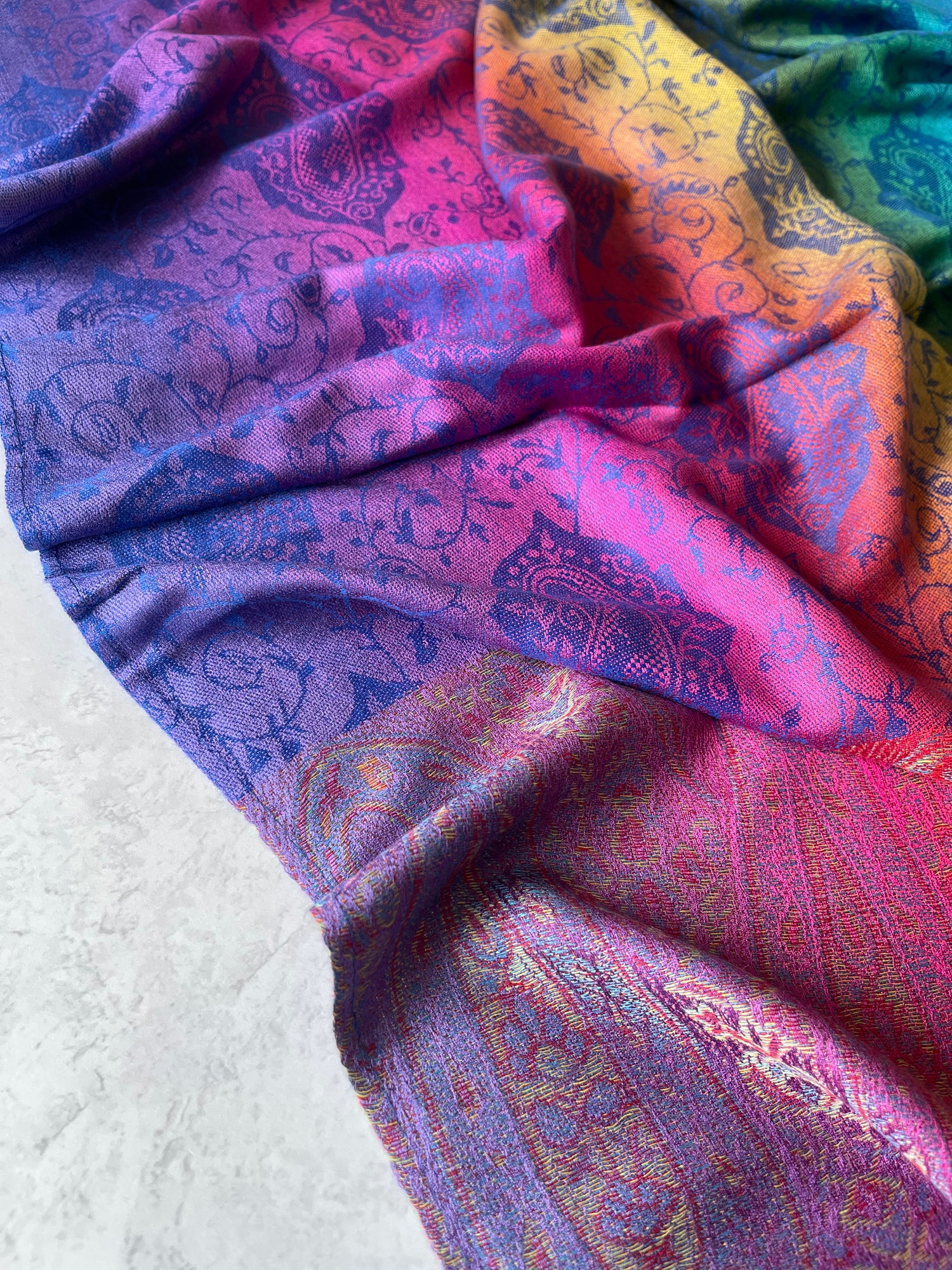 LARGE DARK MULTI-COLOUR PAISLEY PRINT PASHMINA SHAWL SCARF